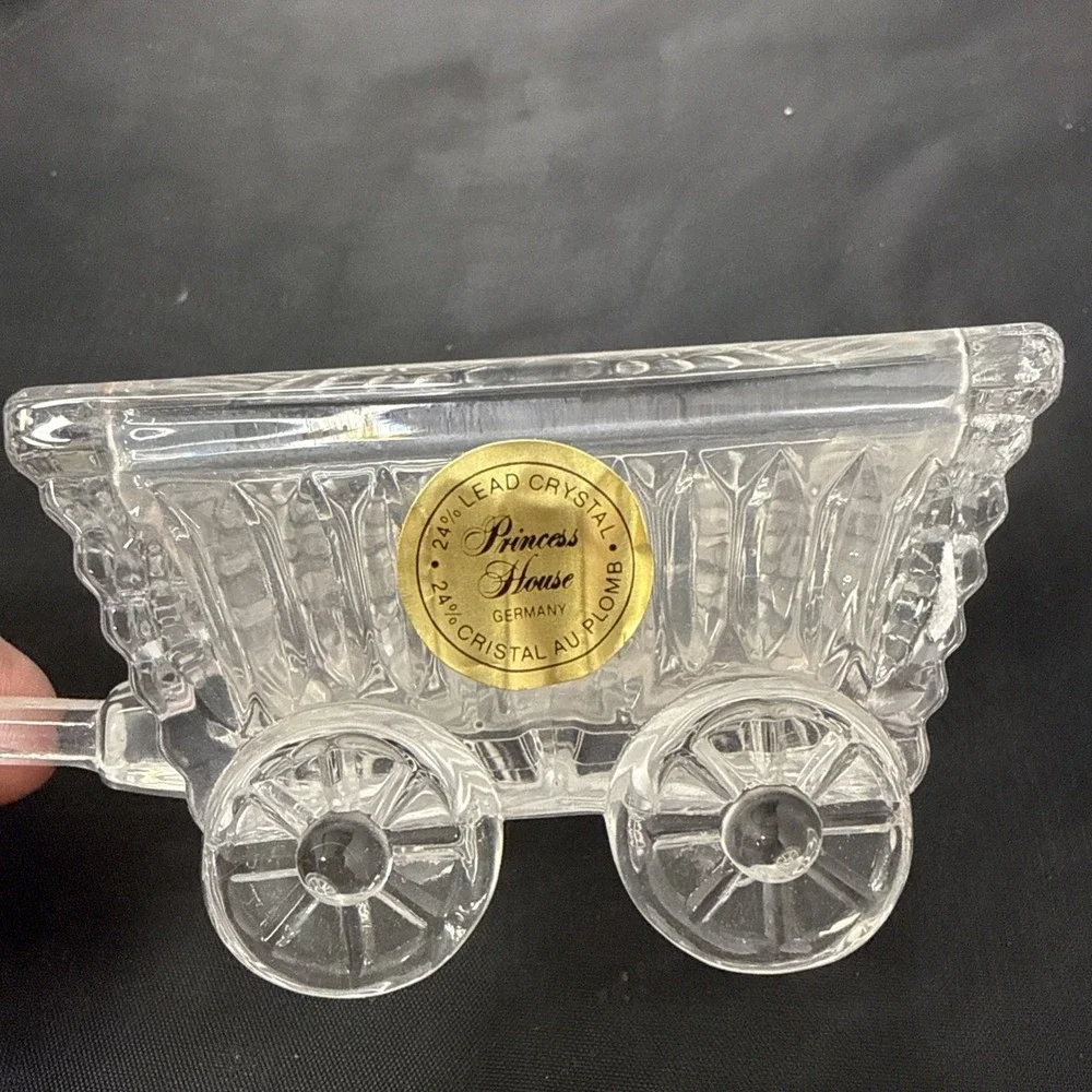 Princess House 24% Lead Crystal Garden Wagon Cart Garden NWT